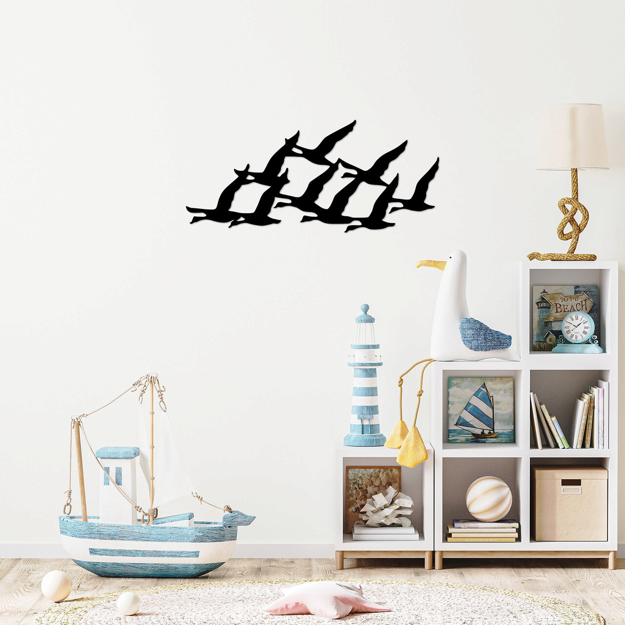 Decoratiune de perete, Migrant Birds, Dimensiune: 29 x 70 cm, Negru - imagine 6